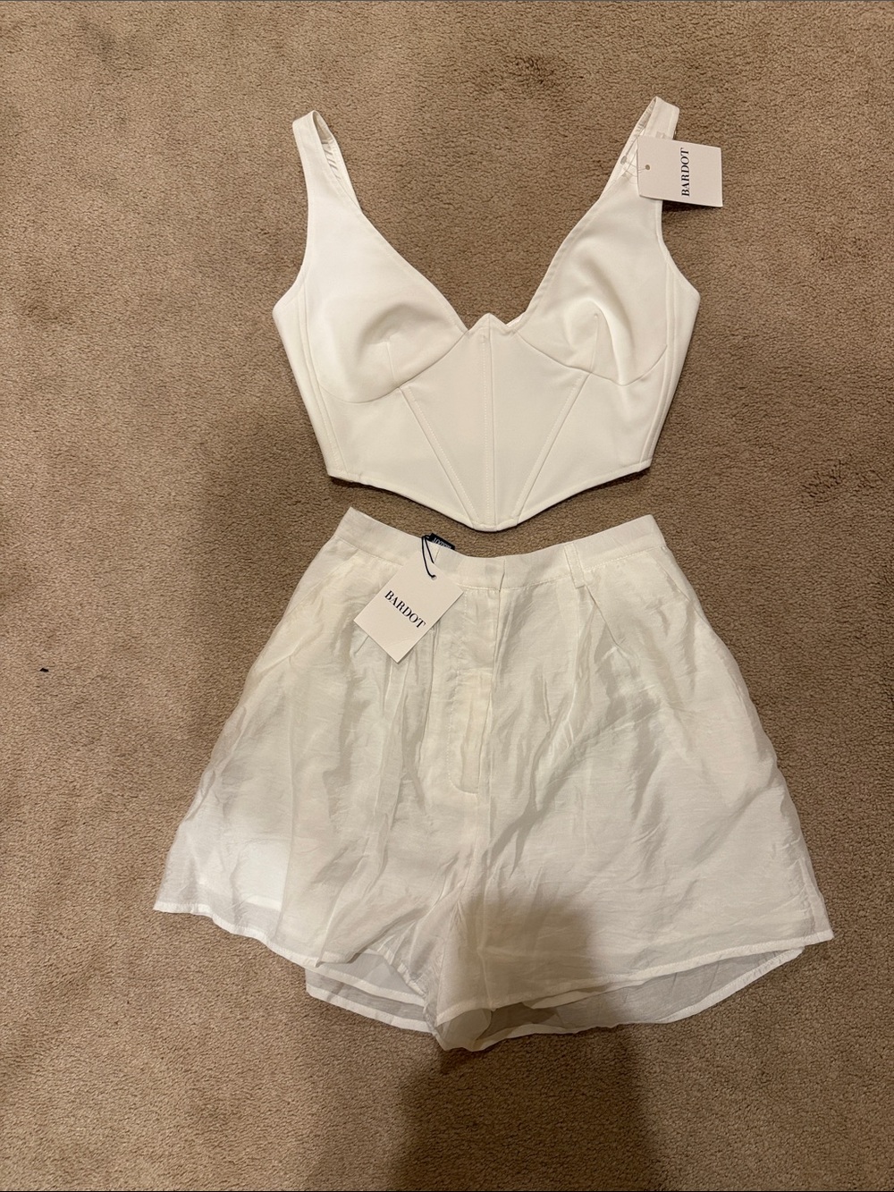 Bardot White High Waist Shorts